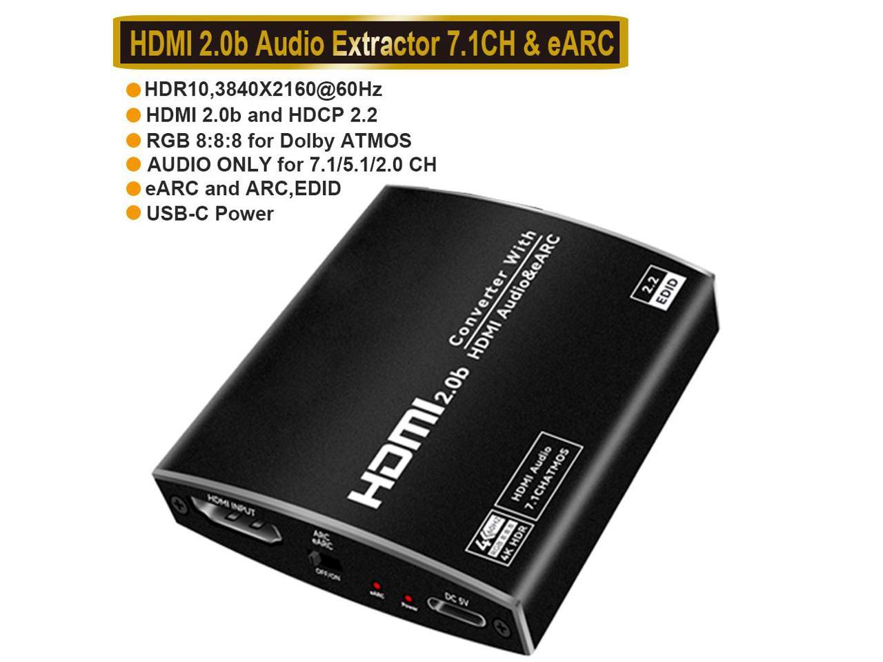LUOM HDMI Audio Extractor 4K 60Hz ARC Audio HDR10 Splitter Audio Converter RGB 8:8:8(7.1CH Dolby atmos),EDID,Dolby Vision,HDR 10 Newegg.com