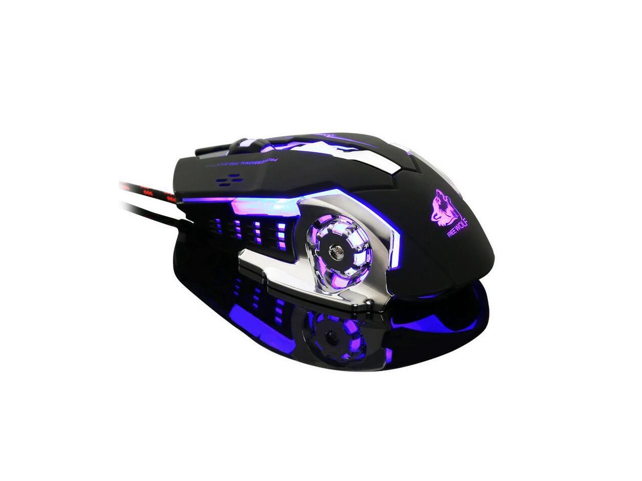 LUOM 6 Button 4000 DPI USB Wired Mechanical Gaming Mouse Mice 4 LED Backlit Optical Professional