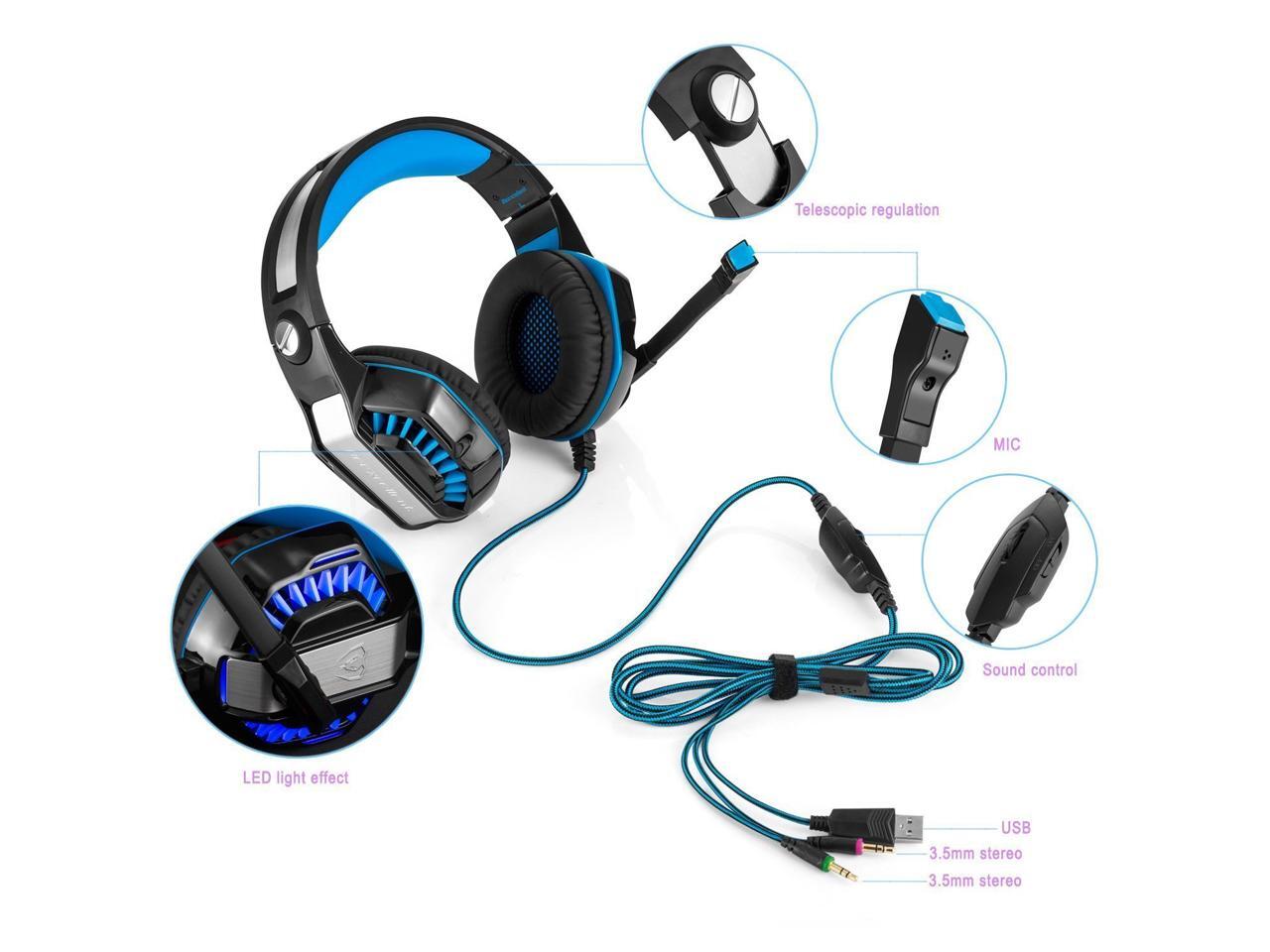 Beexcellent GM2 Pro Gaming OverEar Headset with Mic, LED Lights and