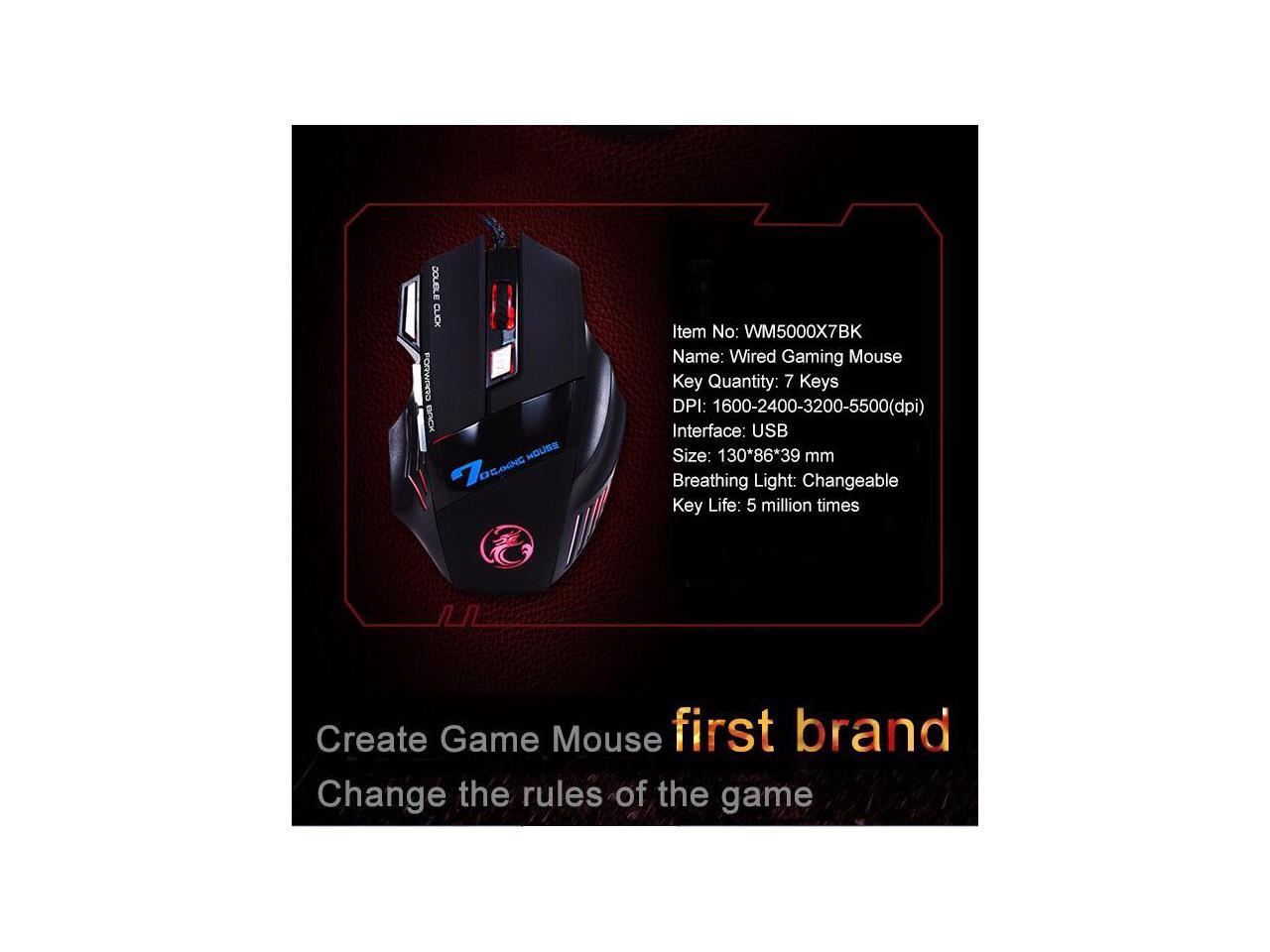 IMice X7 Wired Gaming Mouse Professional 7 Buttons LED Optical Game ...