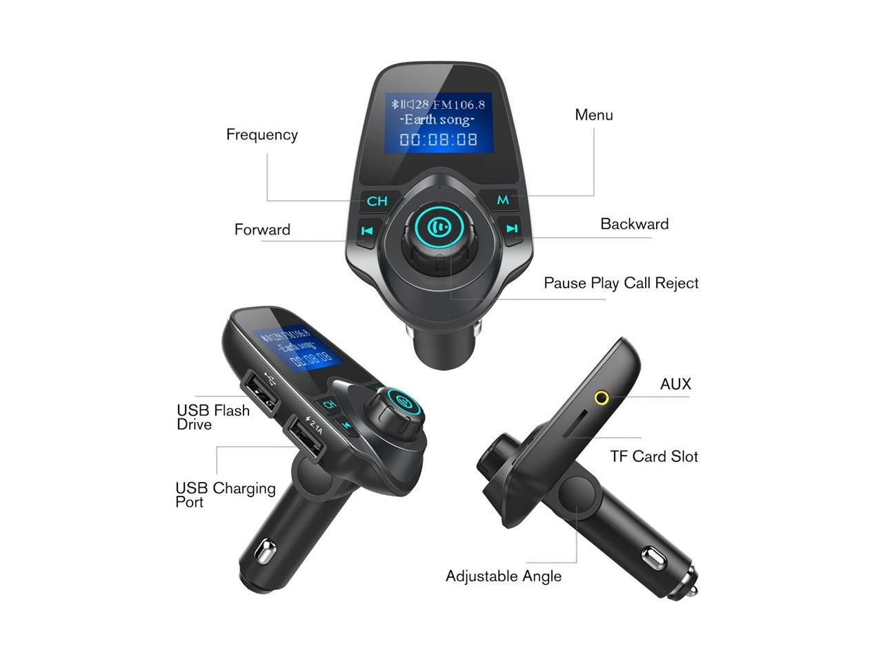 LUOM Bluetooth Car FM Transmitter Audio Adapter Receiver Wireless