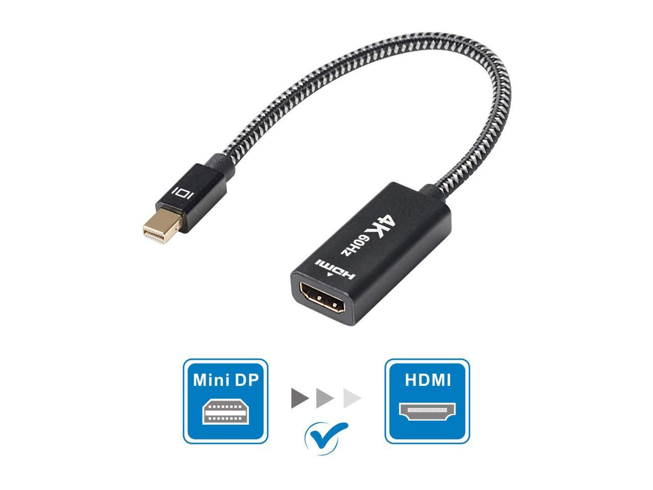 Active Mini DisplayPort MDP to HDMI Adapter 4K Display Braided HDMI v2.0 Cable 