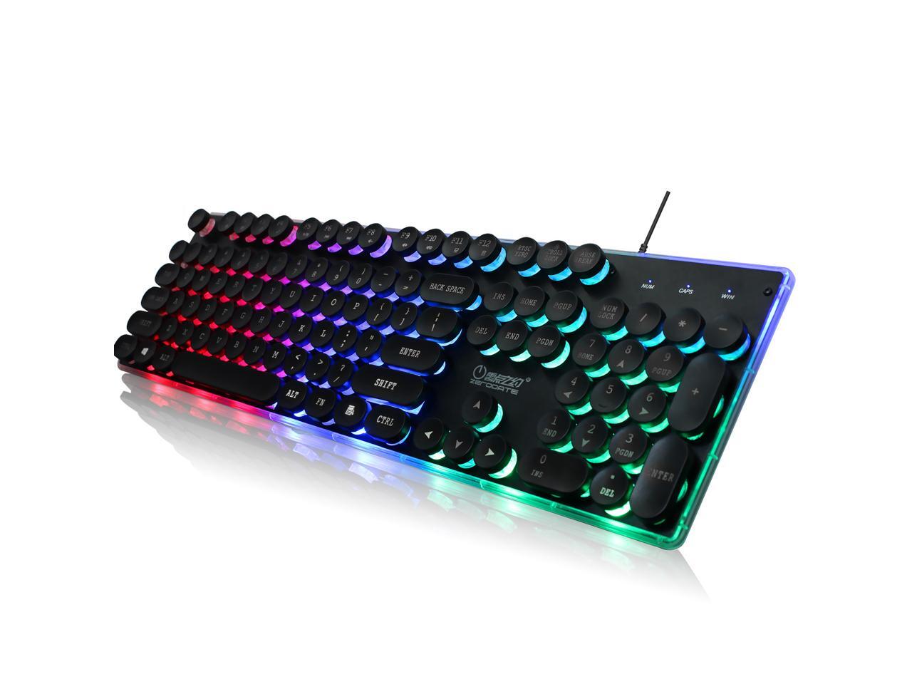 with Backlit Round 104 Keys Wired Keyboard and Mouse Combo for PC//Desktop//Computer and 1600 DPI
