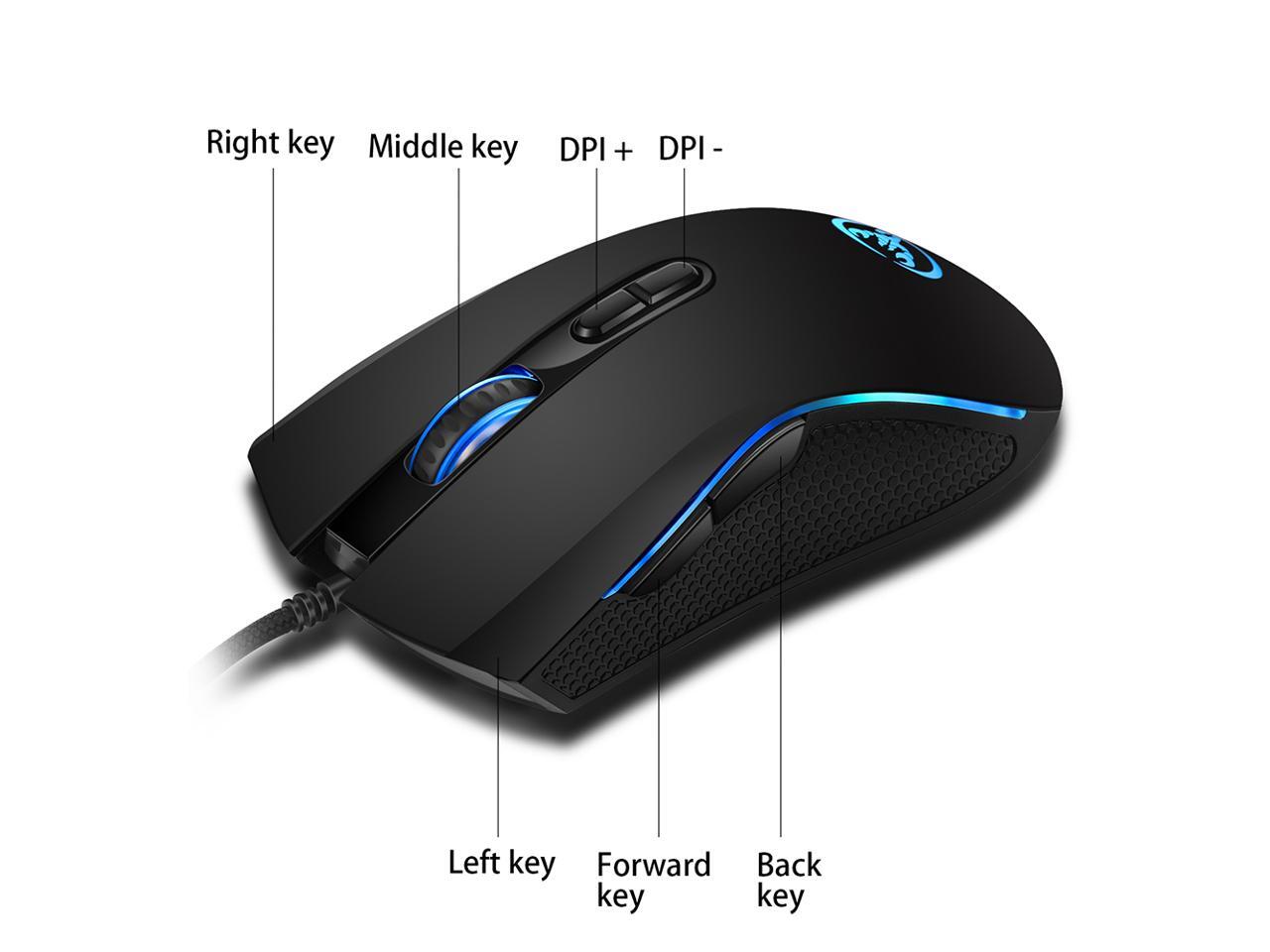 HXSJ A869 3200DPI 7 Buttons USB Wired Gaming Mouse 7 Color LED Optical