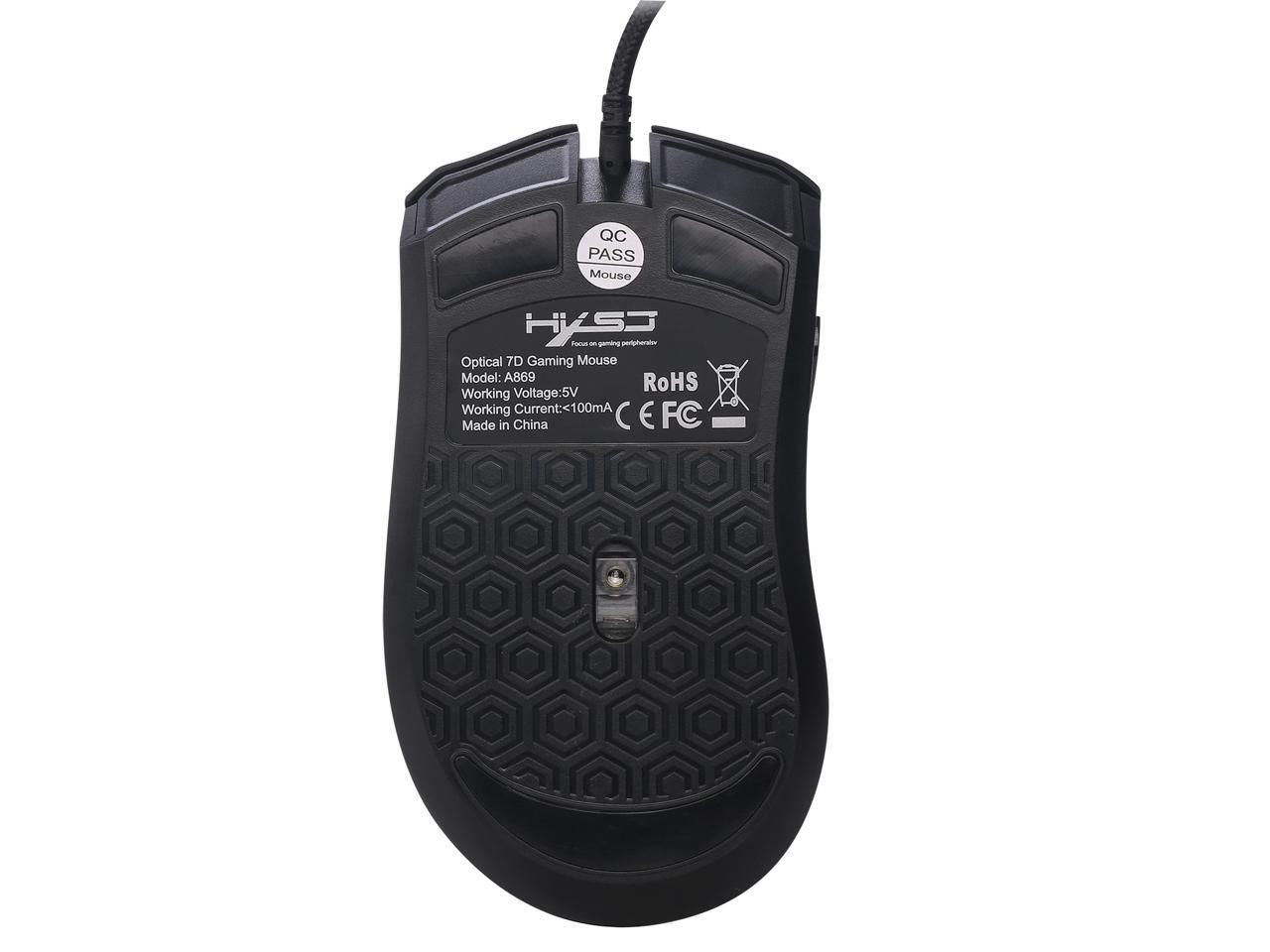 HXSJ A869 USB Wired Mouse Gaming Mouse 3200DPI 7 Button 7 Color LED