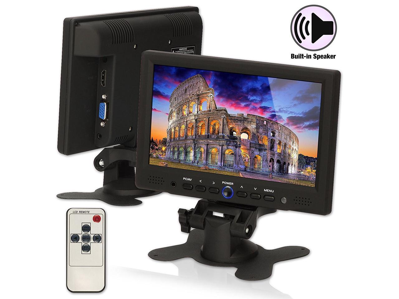Tpekka 7 led cctv mini hd monitor audio speaker hdmi vga for pc car