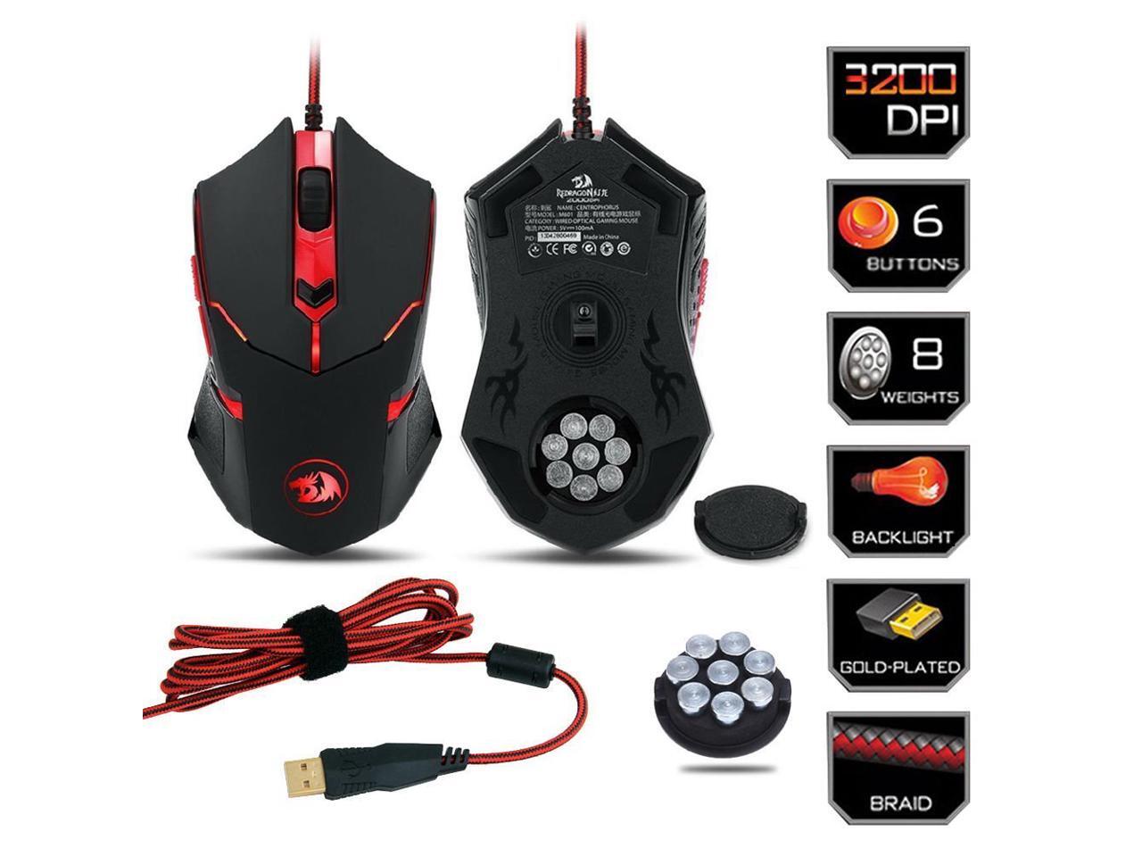 Redragon M601 CENTROPHORus2000 DPI Gaming Mouse for PC, 6 Buttons
