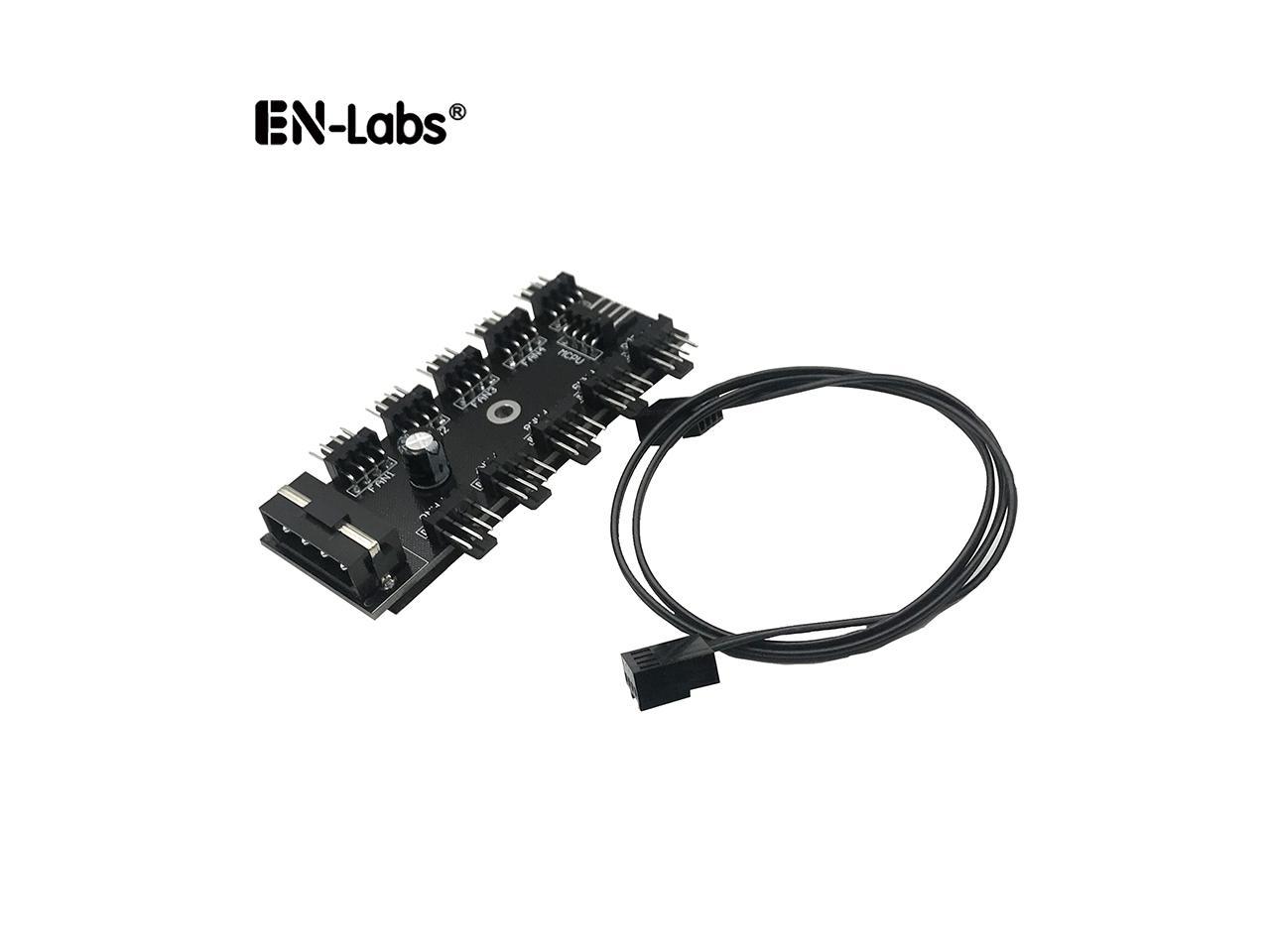 1 to 10 4Pin SATA Cooling Fan Hub Molex Cooler Splitter Cable PWM 12V Led Speed Power Supply Adapter for Mining Computer XT-XINTE PC 1 to 10 4Pin 