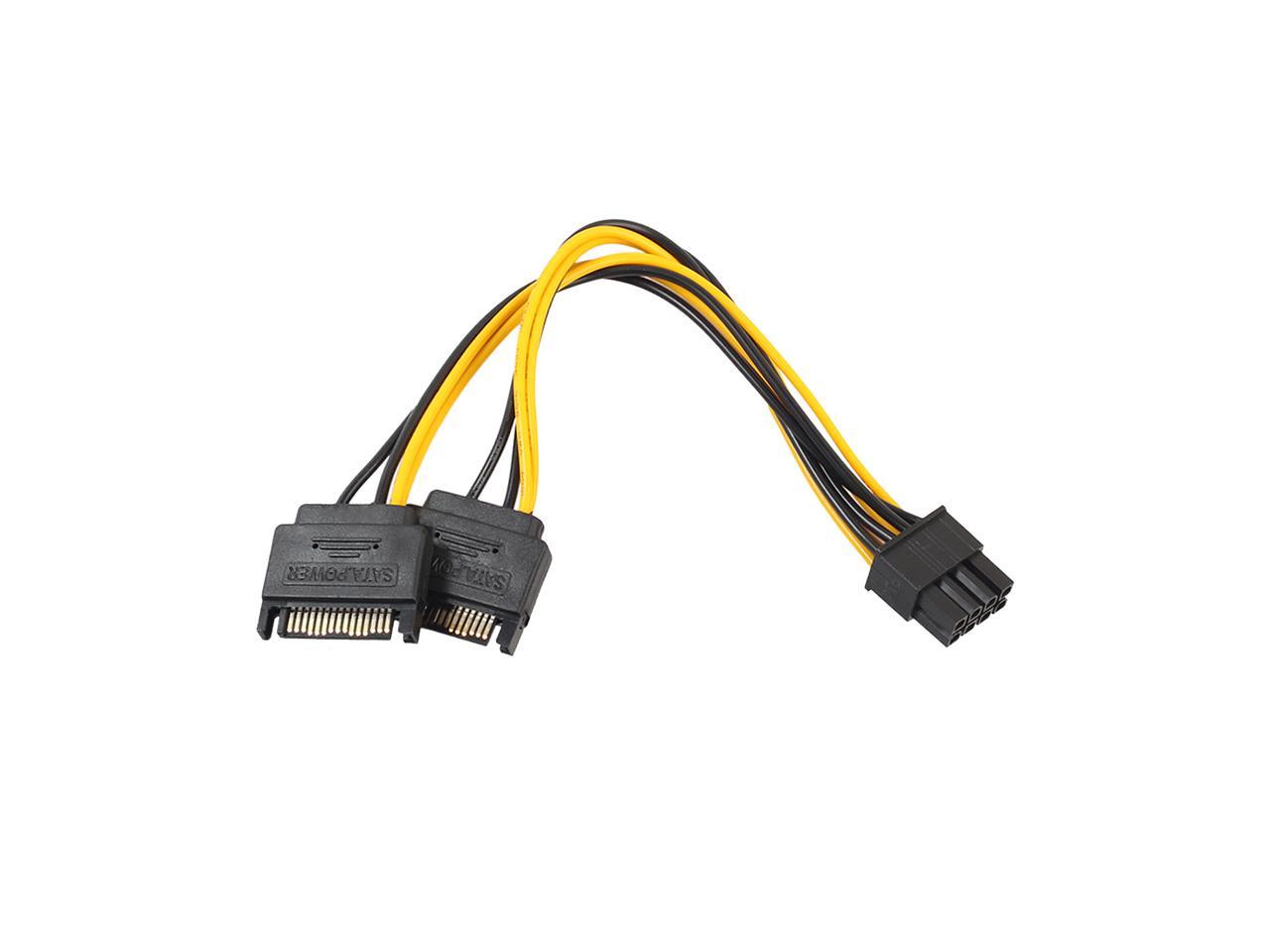 SATA to GPU 8 Pin Power Adapter Cable - 2 x SATA 15pin to PCIe 8pin PCI ...