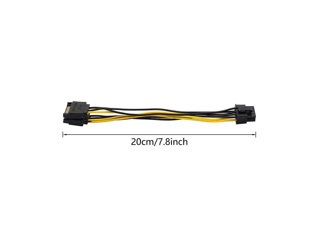 SATA to GPU 8 Pin Power Adapter Cable 2 x SATA 15pin to PCIe 8pin PCI