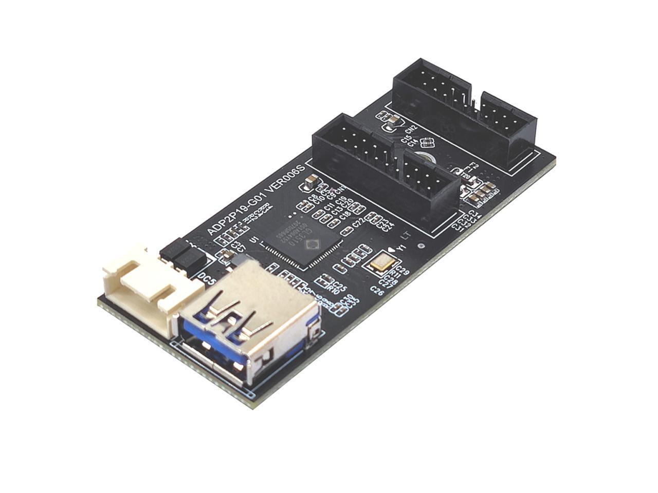 Internal USB 3.0 Hub, Motherboard USB 19/20P to Dual Male Headers ...