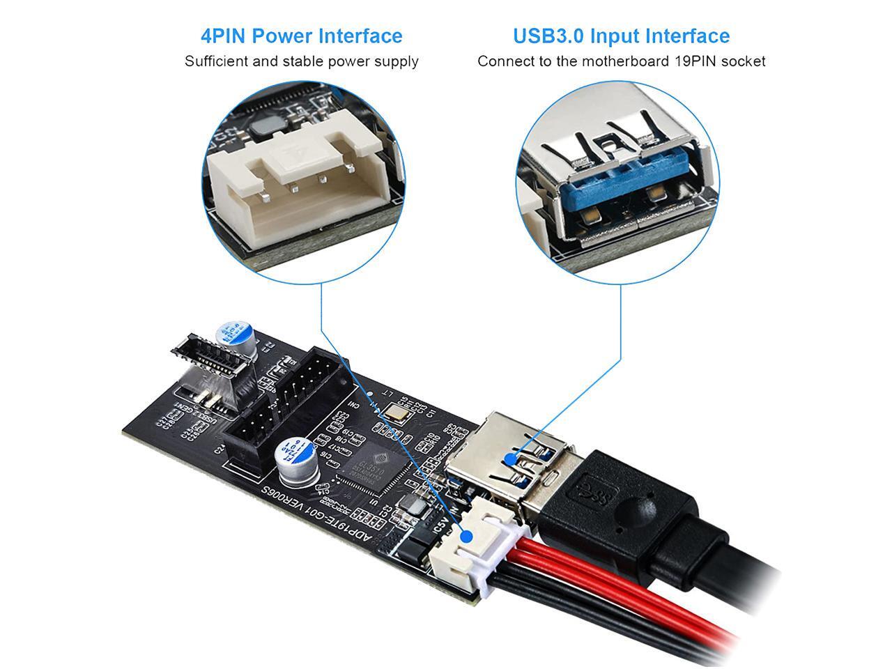 Motherboard Internal USB 3.0 20Pin/19P Header to USB 3.2 TypeE AKey