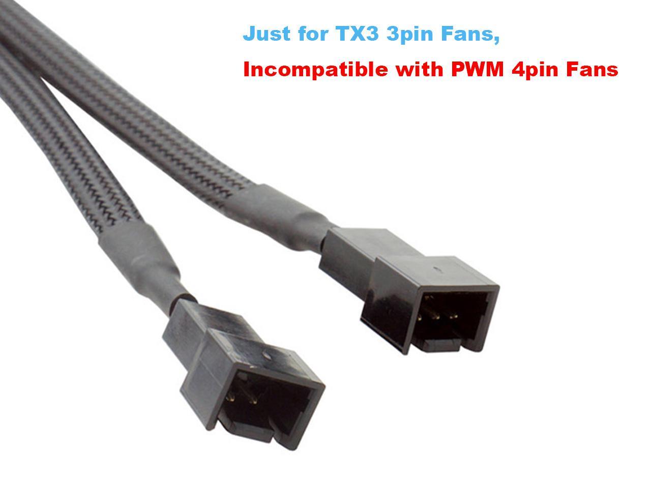 3 Pin Case Fan Splitter Power Cable 1 to 2 Motherboard CPU Cooler 3pin