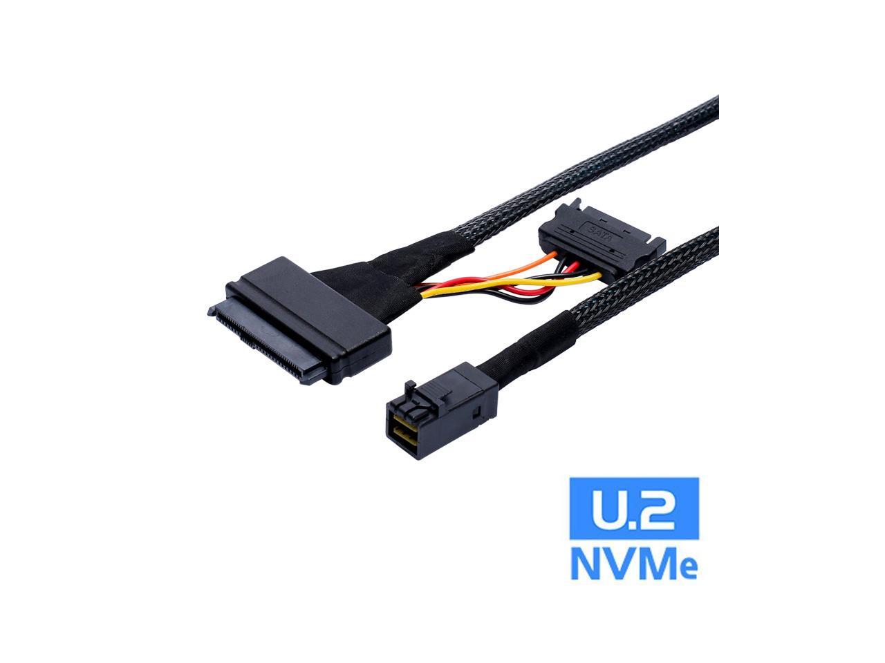 1.5FT/50CM SFF-8643 to SFF-8639 Cable CableCreation 12GB/s Mini SAS HD Cable Internal Mini SAS SFF 8643 to U.2 SFF-8639 Cable with 15 Pin Female SATA Connector 