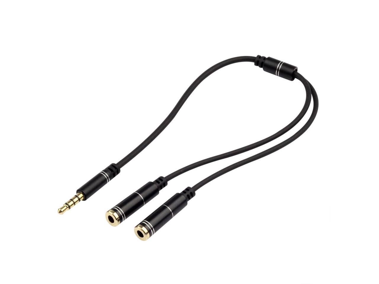 Audio Cable 3.5mm Jack Headphone Microphone Splitter,4 Pole Male to 2 ...