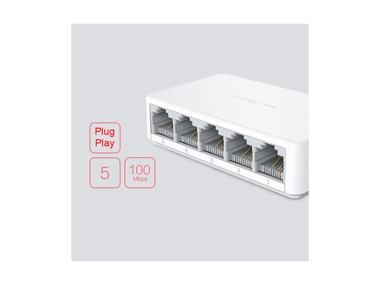 5 Ports Fast Ethernet RJ45 10/100Mbps Network Switch Switcher Hub Desktop Laptop,Portable Travel LAN Hub Power by Micro USB 