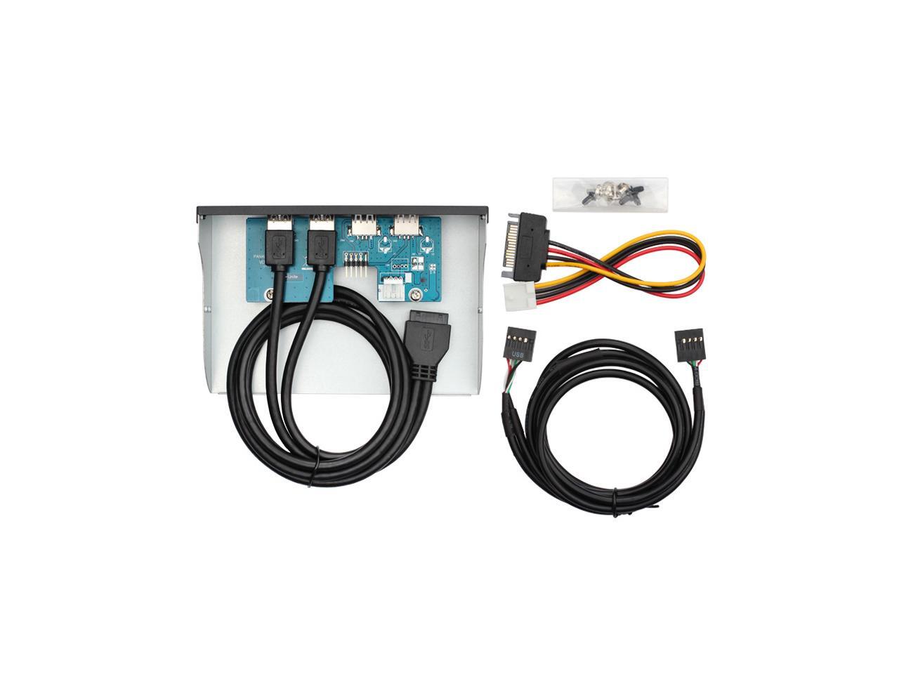 USB 3.0 2 Ports + USB 2.0 2 Ports 5.25 inch Metal Front Panel USB Hub