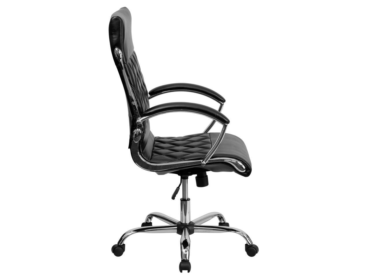 High Back Designer Quilted Black Leather Executive Swivel Chair with
