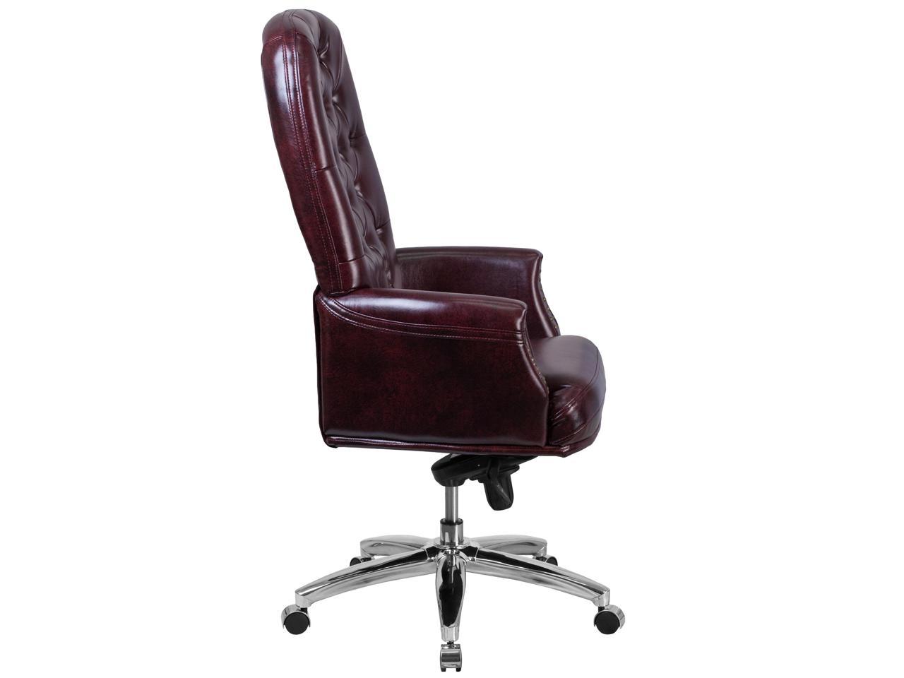 High Back Traditional Tufted Burgundy Leathersoft Multifunction Executive Swivel Ergonomic Office Chair With Arms Newegg Com