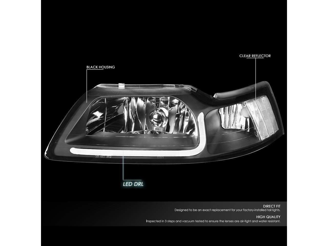 DNA Motoring HL-LB-FM99-CH-CL1 Chrome Housing Clear Corner LED Headlight For 99-04 Ford Mustang 