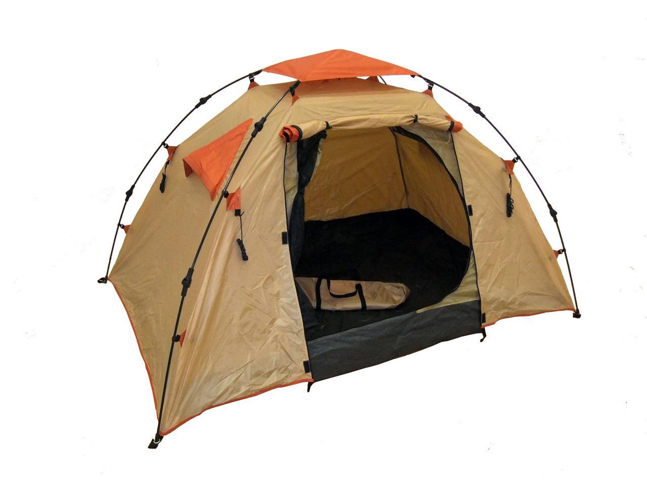Genji Sports one piece, one step setup family Camping Tent 3P+, fits 2 Tent That Fits King Size Air Mattress