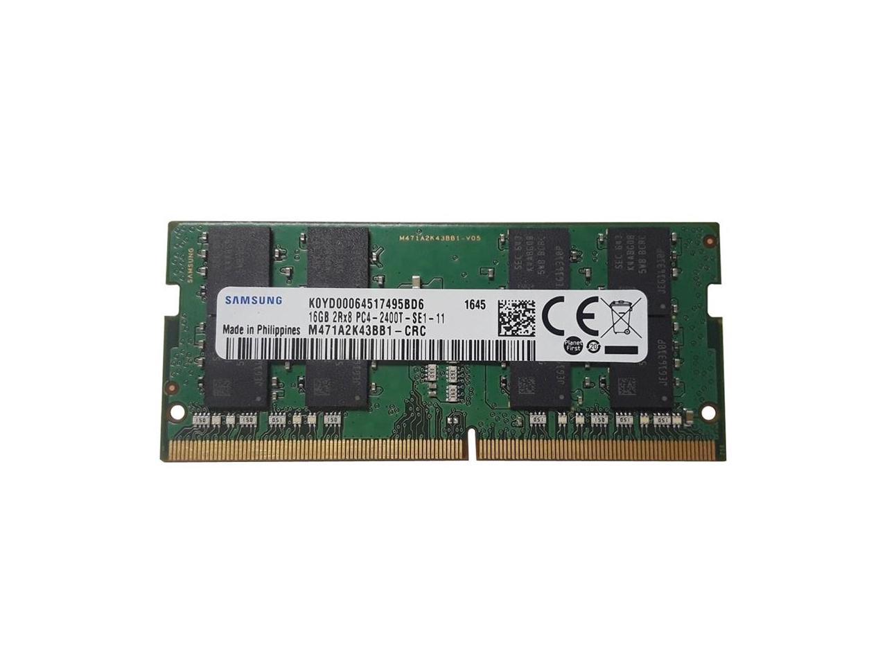 M471A2K43BB1-CRC Samsung 16GB PC4-19200 DDR4-2400MHz non-ECC Unbuffered  CL17 260-Pin SoDimm 1.2V Dual Rank Memory Module