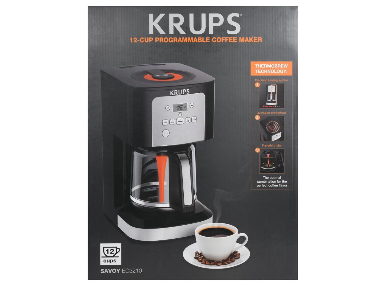 KRUPS 12-Cup Savoy Programmable Black Thermal Coffee Maker ET351050 ...