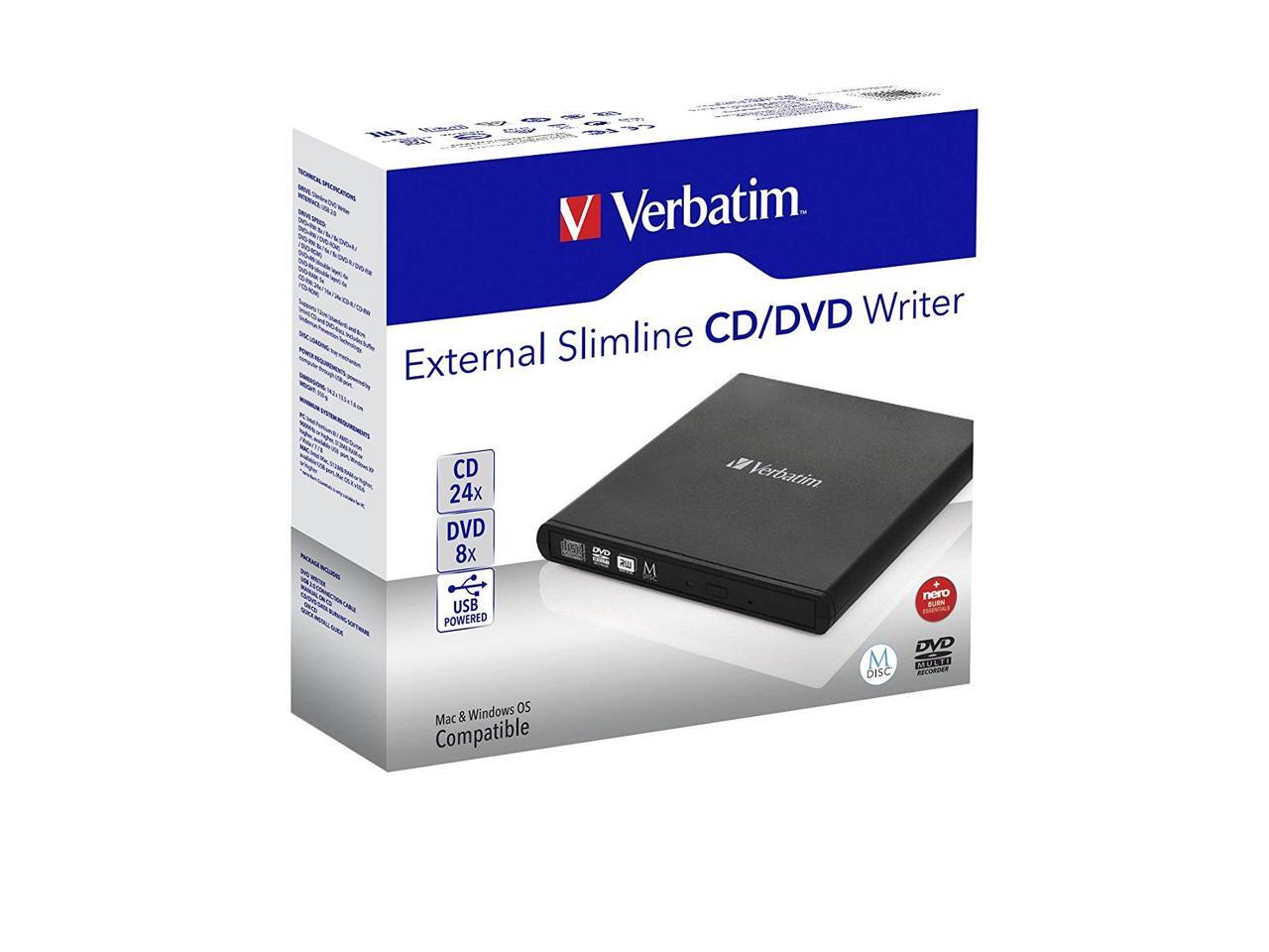Verbatim USB External Slimline CD/DVD Writer Model 98938
