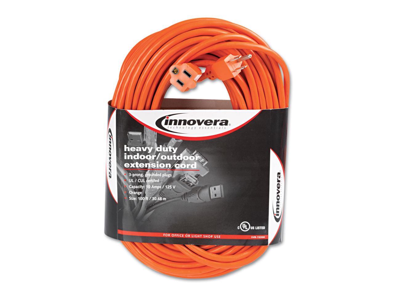 Innovera Indoor/Outdoor Extension Cord, 100ft, Orange 72200
