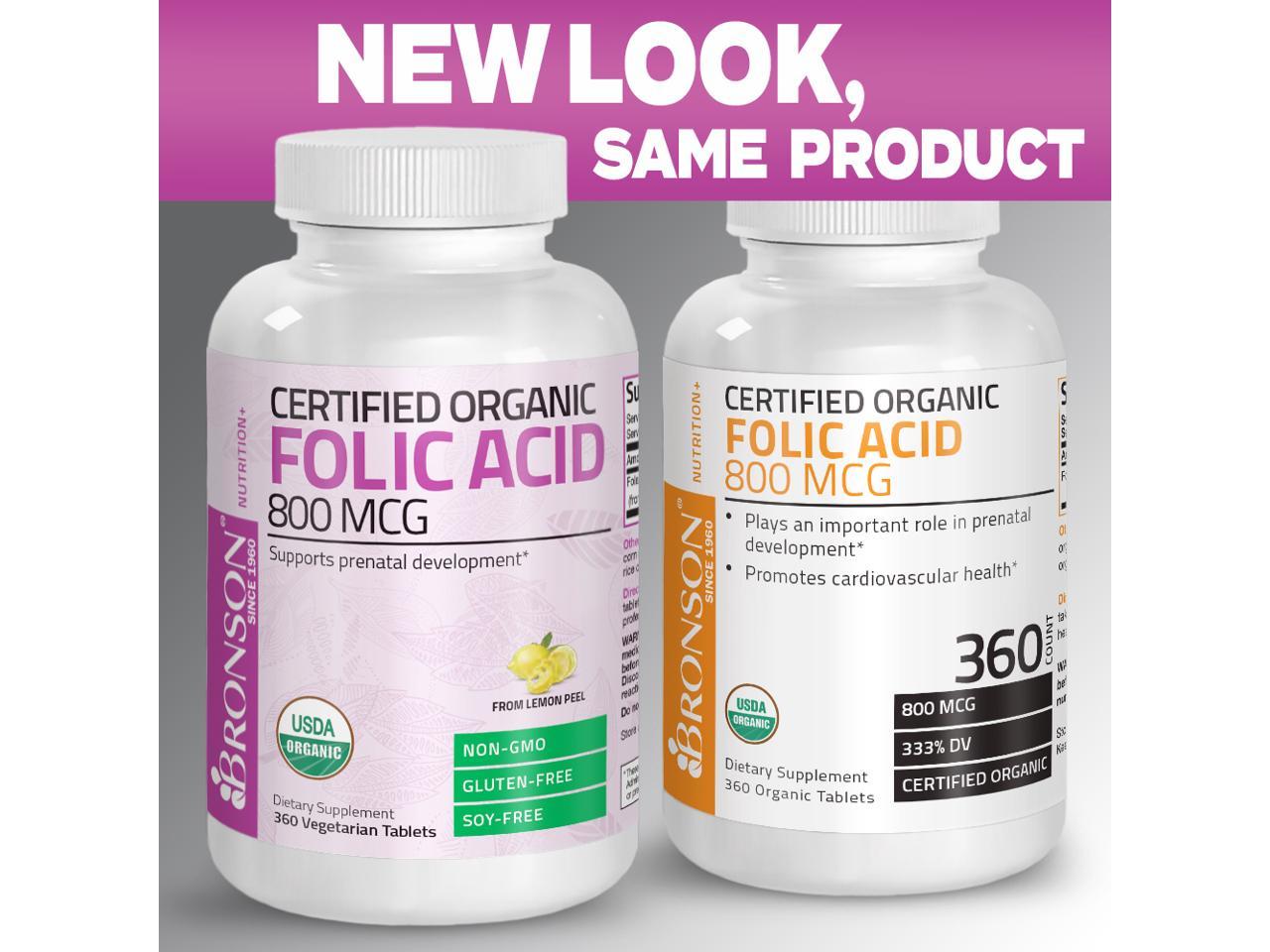 Organic Folic Acid 800 mg USDA Certified & Vegetarian Ultimate