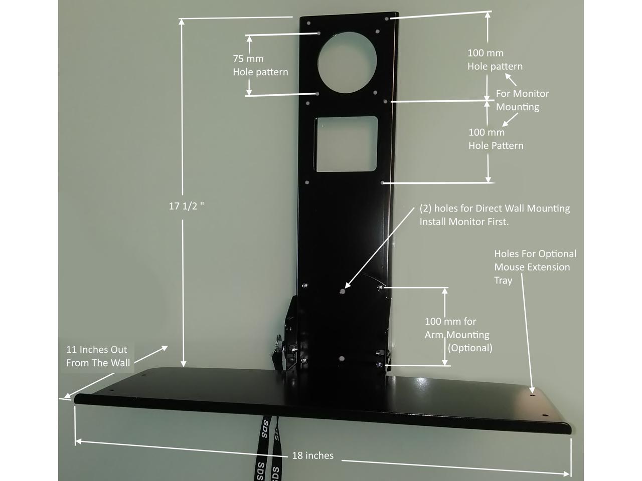 SDS iMount 4.0 Keyboard & Monitor Wall Mount w/ Tilt, Fold Away ...