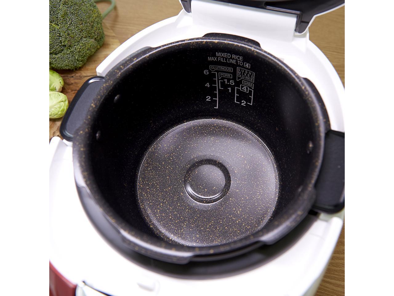 Fuzzy Logic /& Intelligent Cooking Vivid Red and Korean Voice in English Chinese Cuckoo Multifunctional /& Programmable Electric Pressure Rice Cooker with a 6 Cup Diamond Coated Pot
