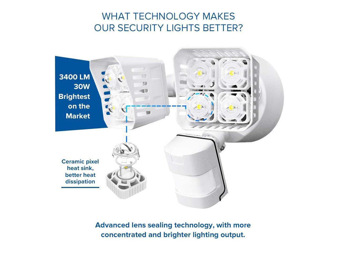 SANSI LED Outdoor Waterproof Floodlight Motion Sensor Security Light 30W White S 