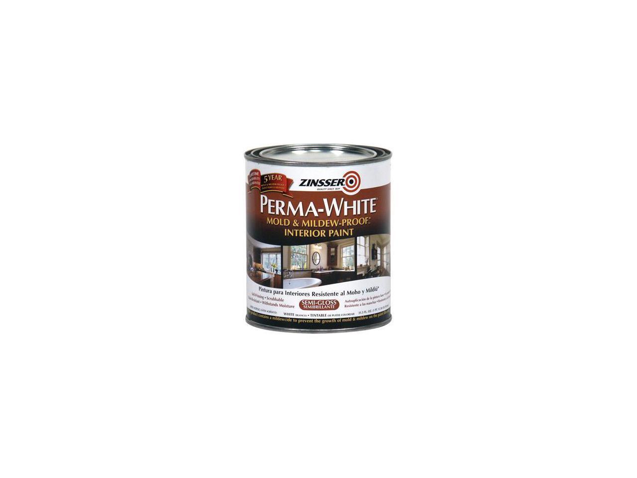 Zinsser 02754 Quart SemiGloss PermaWhite MildewProof Bathroom Paint Zinsser 02754 Quart SemiGloss PermaWhite MildewProof Bathroom Paint