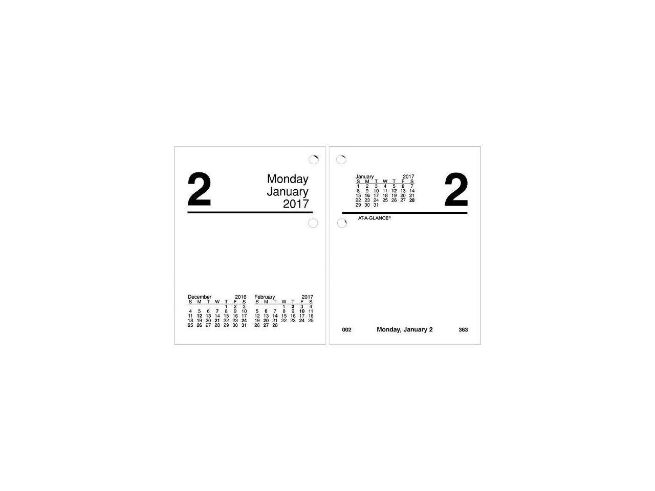 ATAGLANCE E91950 Compact Desk Calendar Refill, 3 X 3 3/4, White