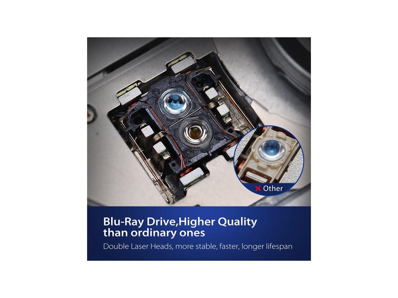 USB3.0/USBC External BluRay Burner Drive, Aluminum Portable BluRay