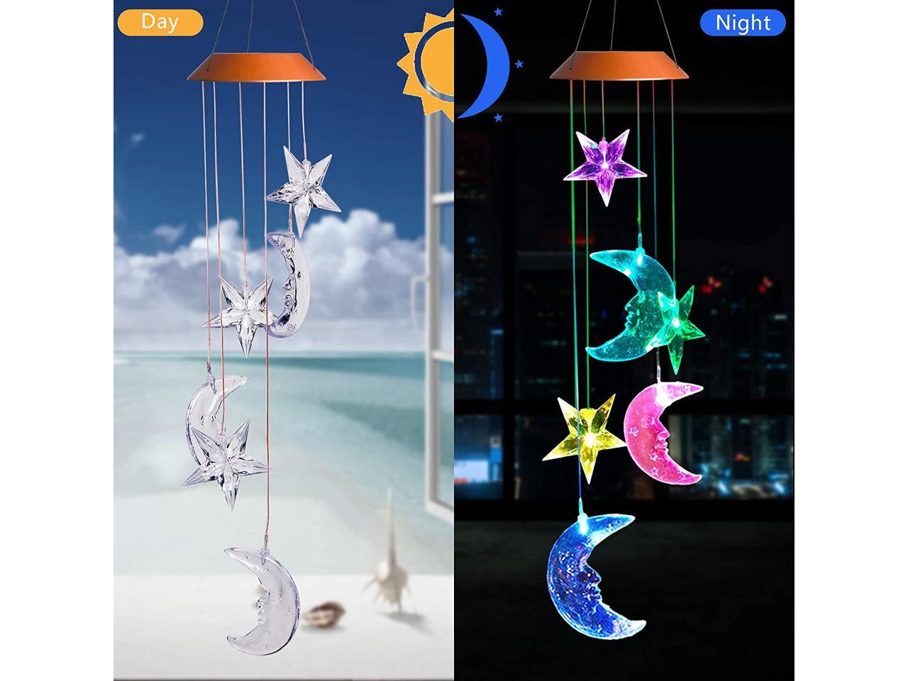 Wind Chime,Solar Star Moon Wind Chimes Outdoor Indoor Color Changing