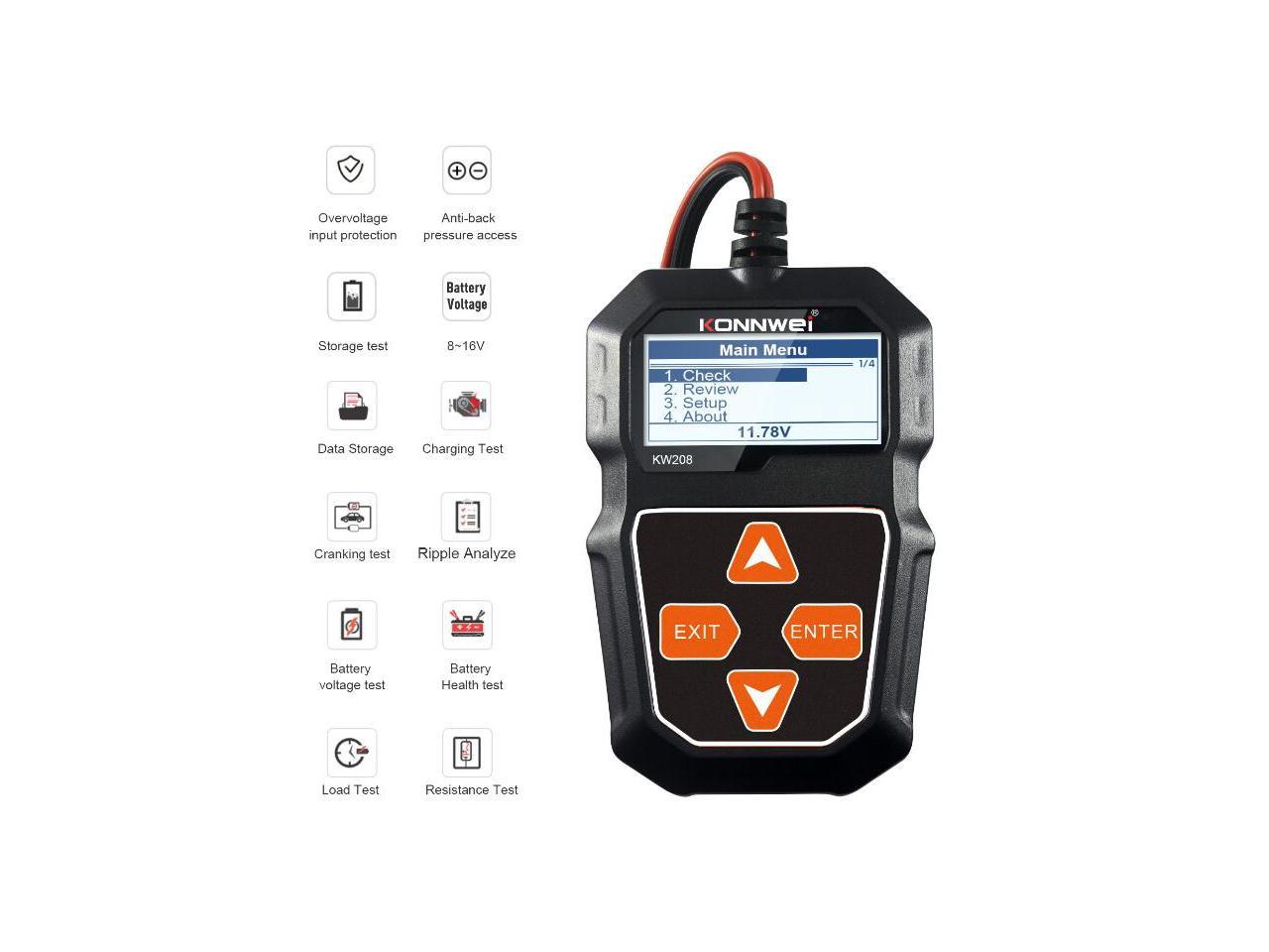 Battery Tester for Car Voltage Tester Cranking Test Car Battery Tester Data Printing Battery Load Tester Charging Test Battery Tester Automotive Battery Test with Printer 6 Languages with Handbag 