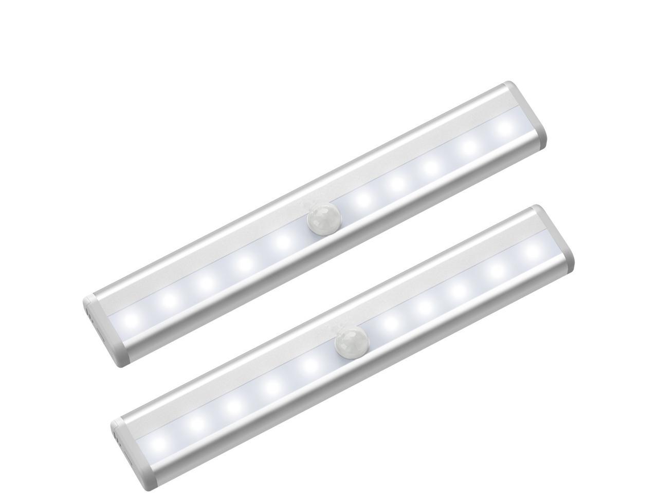 10 LED Motion Sensor Closet Lights Cordless Under Cabinet Lightening Bar 3-Pack 