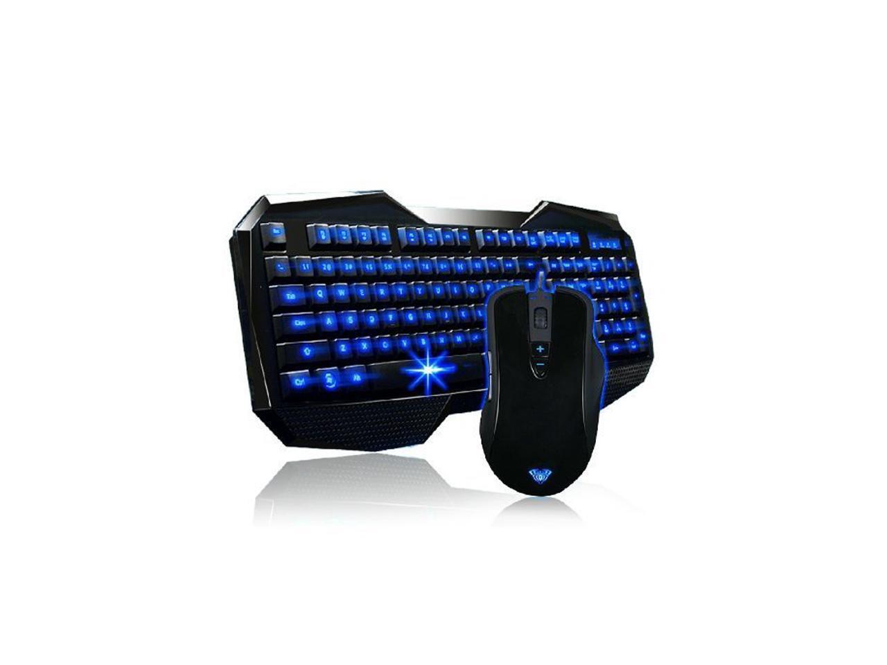 AULA Gaming Keyboard Mouse + Mousepad Combo,Blue LED Backlight