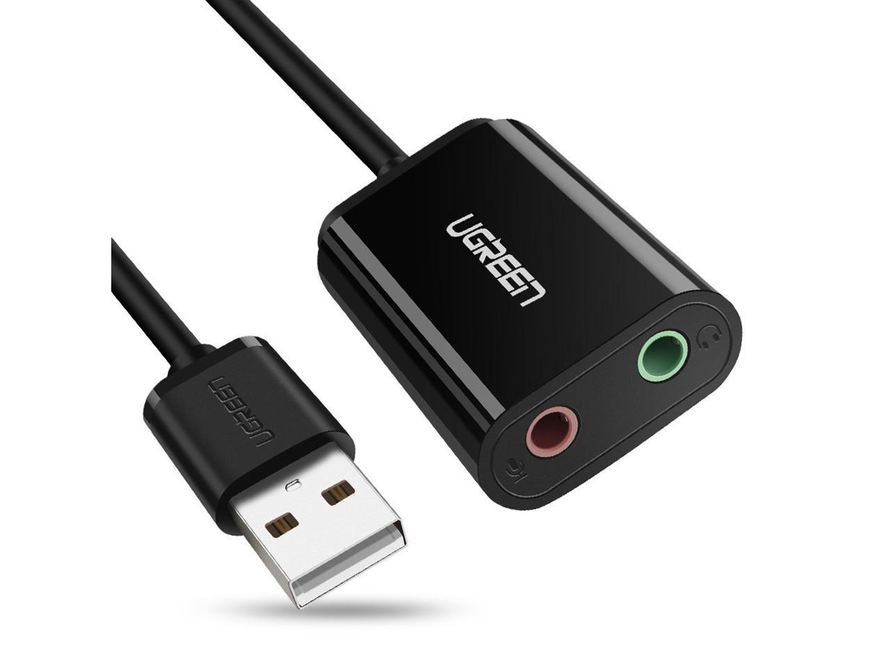 Jansicotek USB External sound card USB To 3.5mm Jack Femal Mic headset Adapter 2 Hole Audio Card For Speaker Laptop PS4 PC, Black - Newegg.com