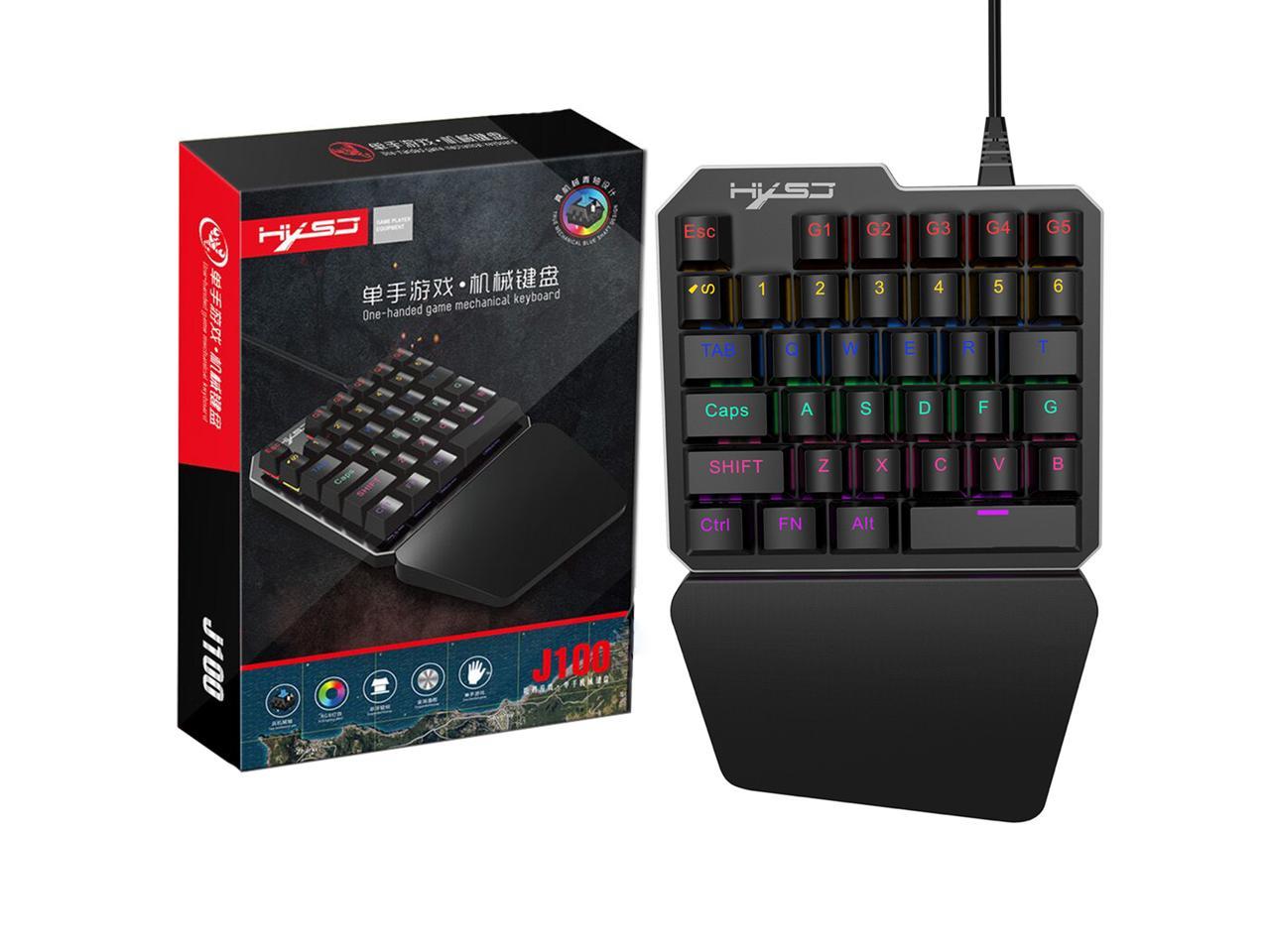 Mouse Combo HXSJ J50 Ergonomic Multicolor Backlight One-Handed Game Keyboard 