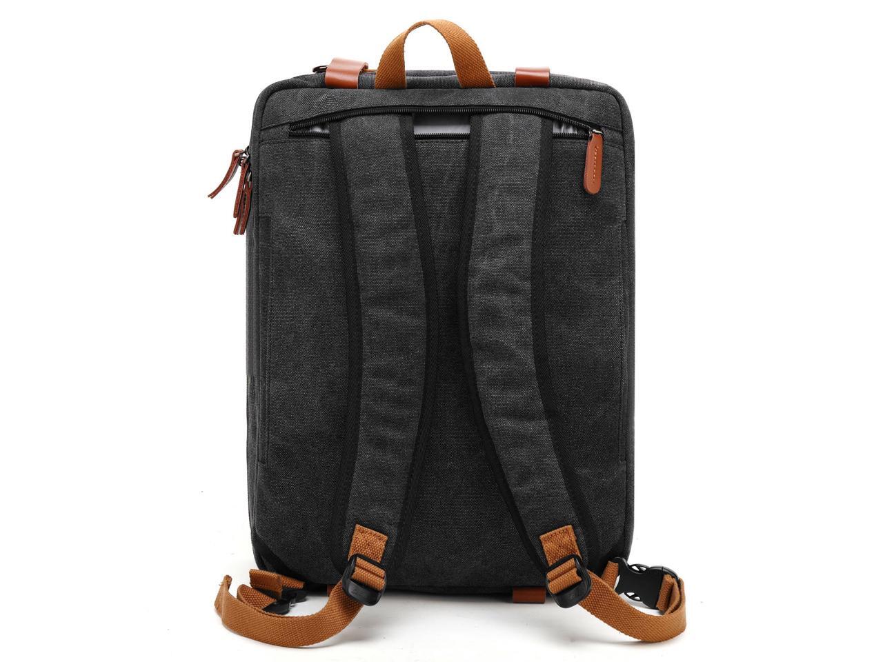 Jansicotek Canvas Convertible Backpack Messenger Bag 15.6 Inch Laptop