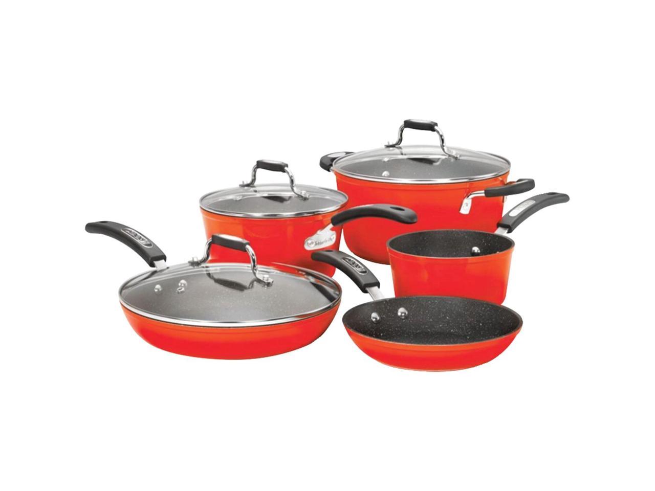 Starfrit 8Piece Cookware Set with Bakelite Handles (Red)