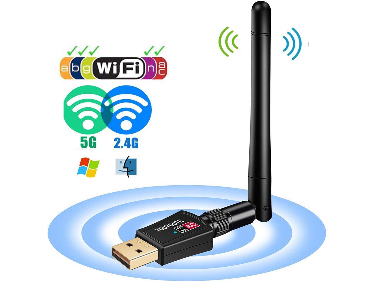 600Mbps Dual Band USB WiFi Dongle Wireless LAN Adapter 802.11AC/A/B/G/N 5/2.4Ghz 
