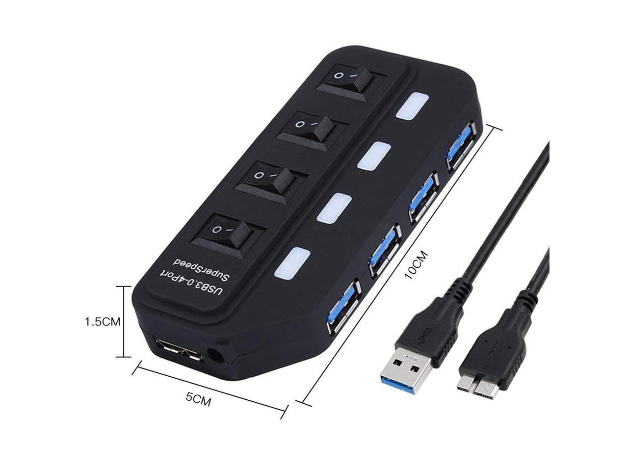 Bailink 4 Port USB Hub, Portable SuperSpeed USB 3.0 Hub, Individual On