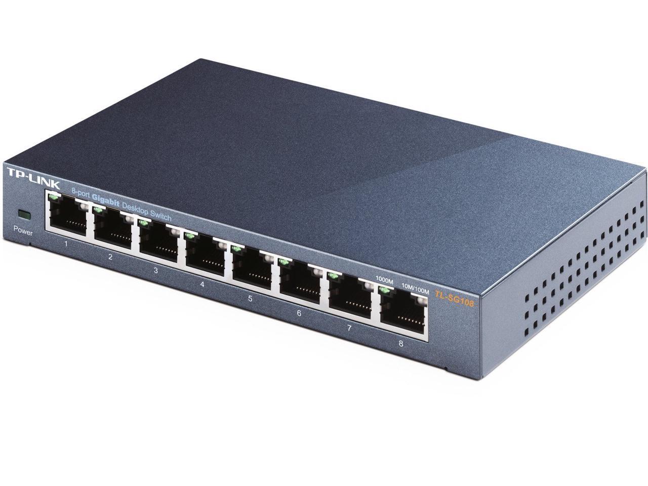 Ethernet Hub, TP-Link 8 Port Gigabit Ethernet Network Switch | Ethernet  Splitter | Sturdy Metal w/ Shielded Ports | Plug-and-Play | Traffic 