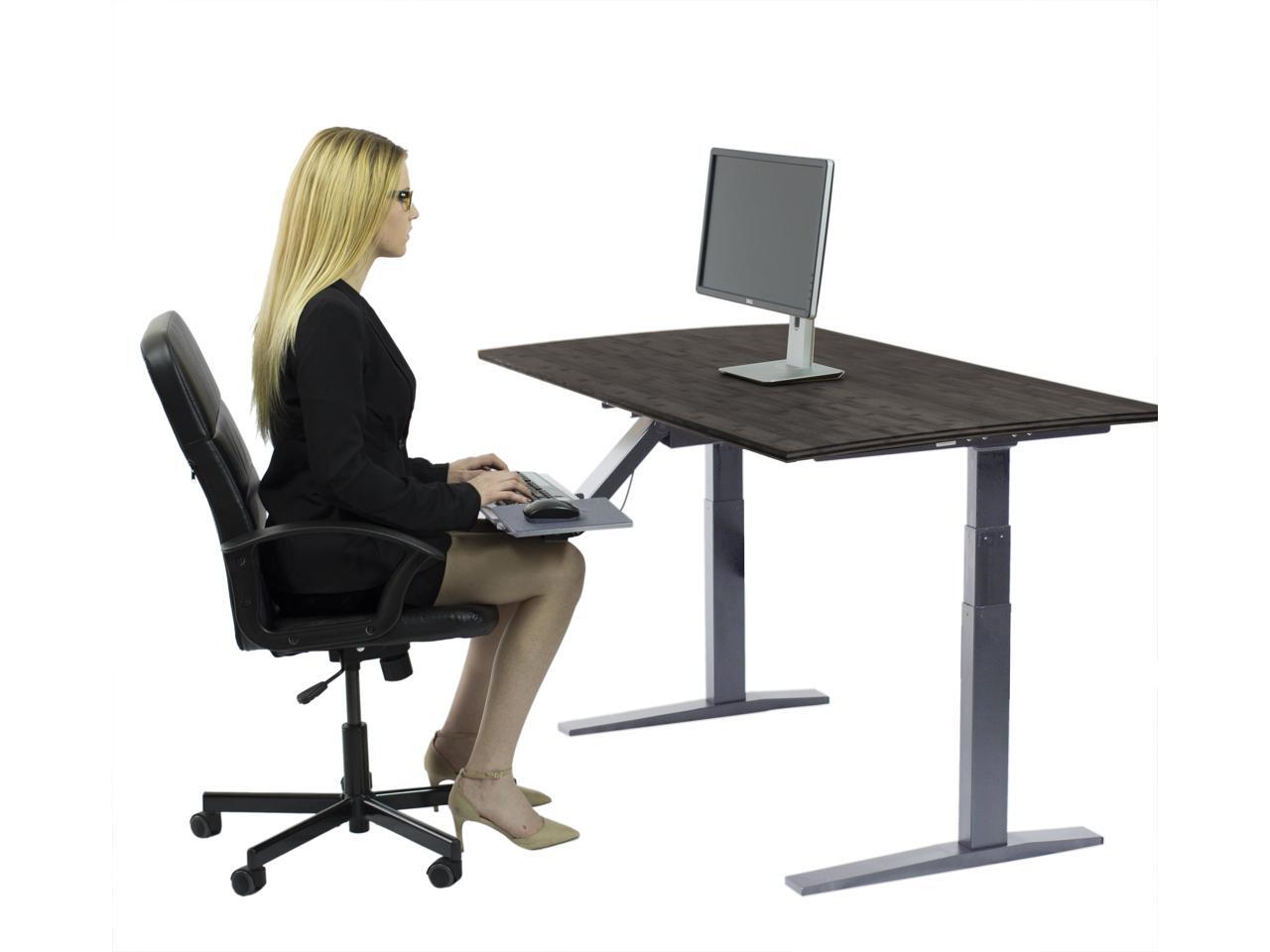 RISE UP Dual Motor Electric Bamboo Standing Desk 60x30” desktop tall ergonomic motorized height