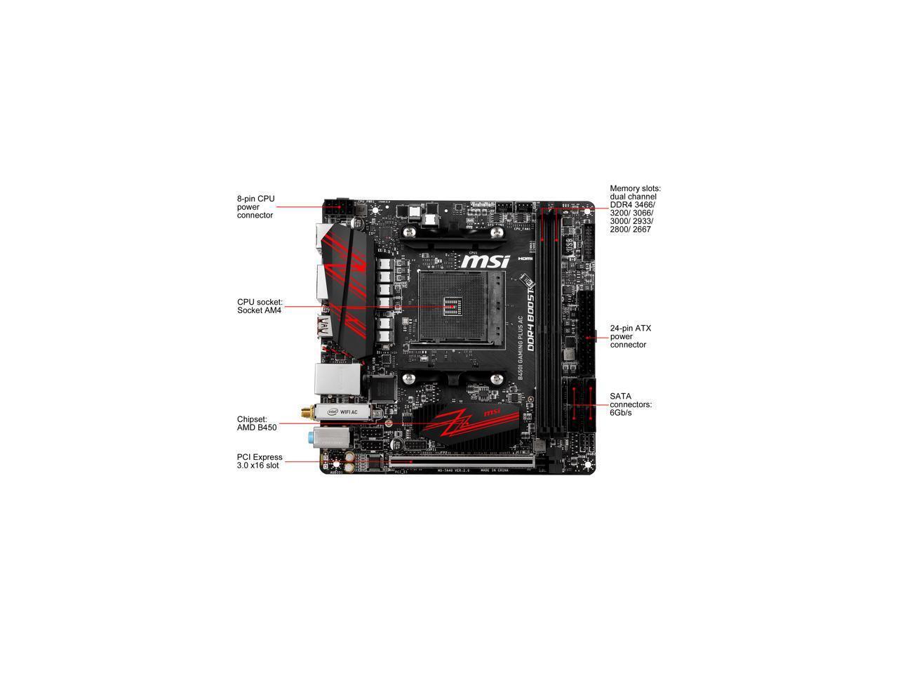 Refurbished MSI PERFORMANCE GAMING B450I GAMING PLUS AC AM4 AMD B450