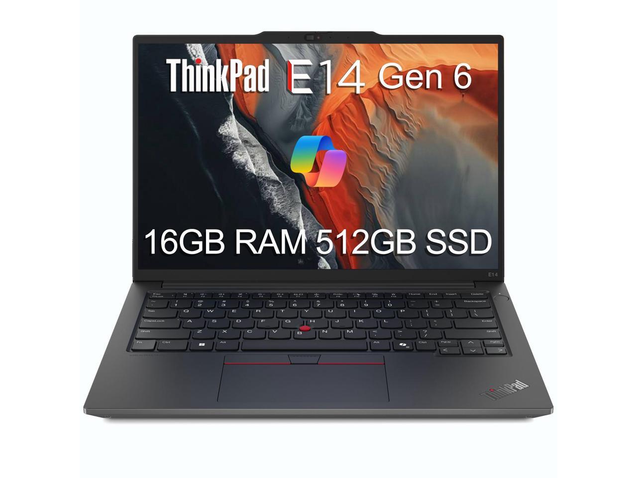 Lenovo ThinkPad E14 Gen 6 Business Laptop (14" FHD+ Anti-Glare, AMD Ryzen 5 7535U, 16GB DDR5 RAM, 512GB SSD, 6-Core (Beats Intel i5-1335U)), Backlit KB, Fingerprint, 1080p Webcam, Wi-Fi 6, Win 11 Pro
